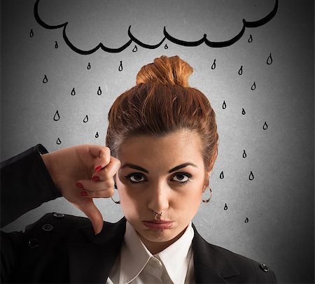 simsearch:400-04902701,k - Woman with sad expression with drawn cloud Stock Photo - Budget Royalty-Free & Subscription, Code: 400-08339465