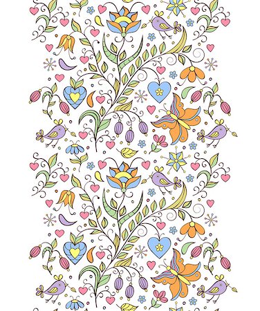 simsearch:400-07049687,k - Vector illustration of pattern with abstract flowers and birds.Floral background Stock Photo - Budget Royalty-Free & Subscription, Code: 400-08339543