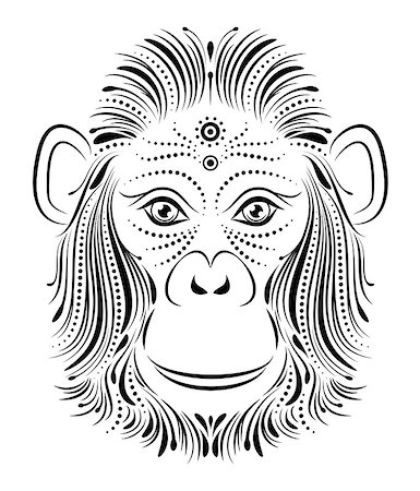 Vector illustration of abstract monkey on white background Stock Photo - Budget Royalty-Free & Subscription, Code: 400-08339853