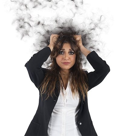 simsearch:400-04902701,k - Businesswoman stressed with her head in smoke Stock Photo - Budget Royalty-Free & Subscription, Code: 400-08339990