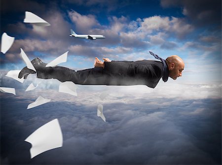 speed plane - Man flying in the sky as airplane Stock Photo - Budget Royalty-Free & Subscription, Code: 400-08344539