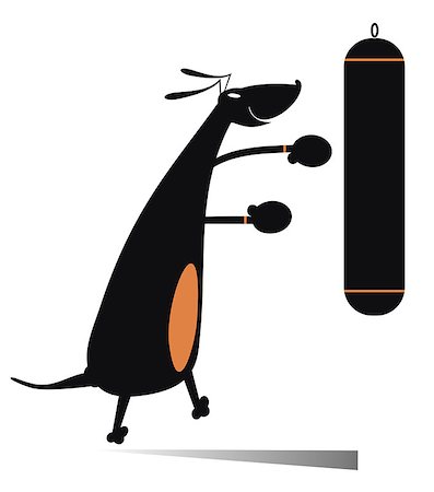 Comic dog a boxer kicks a punching bag Photographie de stock - Aubaine LD & Abonnement, Code: 400-08345592