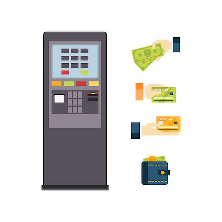 payment icon - ATM Vector icon set Flat Illustration Collection Stock Photo - Budget Royalty-Free & Subscription, Code: 400-08347563