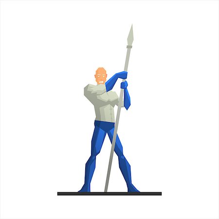 protector - Male Superhero with a Spear Vector Illustration Stock Photo - Budget Royalty-Free & Subscription, Code: 400-08347606