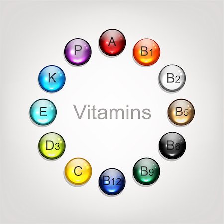 Vitamins collection for your design. Vector illustration Stock Photo - Budget Royalty-Free & Subscription, Code: 400-08348119
