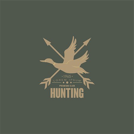 simsearch:400-08348524,k - Hunting Vintage Vector Emblem with Horns and Guns Stock Photo - Budget Royalty-Free & Subscription, Code: 400-08348419