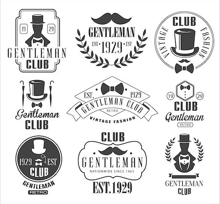 Vintage Gentlemen Club Emblems, Icons and Badges. Vector Illustration Set Foto de stock - Super Valor sin royalties y Suscripción, Código: 400-08348519