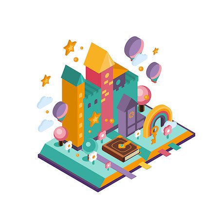 stronghold - Fairytale castle, with a magic heroes in the style of isometric 3D. Vector illustration Stock Photo - Budget Royalty-Free & Subscription, Code: 400-08348633