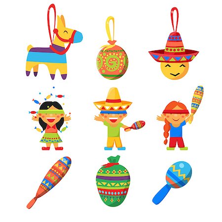 Colourful Indian Set. Cute Vector Illustration Collection Stock Photo - Budget Royalty-Free & Subscription, Code: 400-08349243