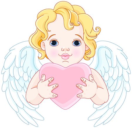 Illustration of cute angel holds heart Stock Photo - Budget Royalty-Free & Subscription, Code: 400-08349555
