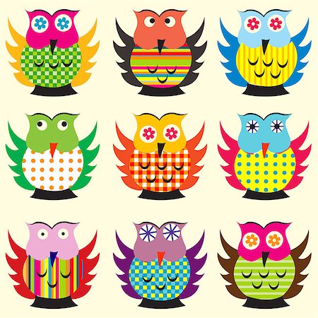 Cartoon owls set Stock Photo - Budget Royalty-Free & Subscription, Code: 400-08349792