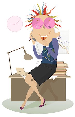 Fashionable woman talks on telephone in office Stock Photo - Budget Royalty-Free & Subscription, Code: 400-08340135