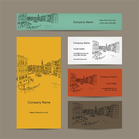 Business cards design, Venice city sketch. Vector illustration Stock Photo - Budget Royalty-Free & Subscription, Code: 400-08340214