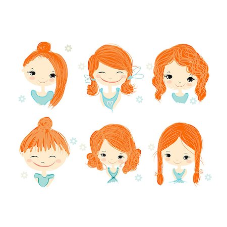 simsearch:400-04393077,k - Cute girl smiling, sketch for your design, vector illustration Stock Photo - Budget Royalty-Free & Subscription, Code: 400-08340465