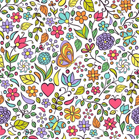 simsearch:400-07049687,k - Vector illustration of seamless pattern with abstract flowers.Floral background Stock Photo - Budget Royalty-Free & Subscription, Code: 400-08340714