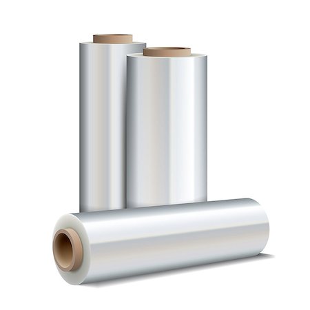 polymer - Roll of wrapping plastic stretch film on white background. Vector illustration Stock Photo - Budget Royalty-Free & Subscription, Code: 400-08341377