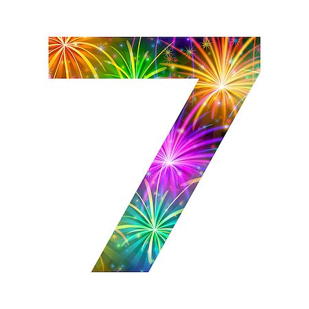 Mathematical sign, number seven, stylized colorful holiday firework with stars and flares, element for web design. Eps10, contains transparencies. Vector Stock Photo - Budget Royalty-Free & Subscription, Code: 400-08341618