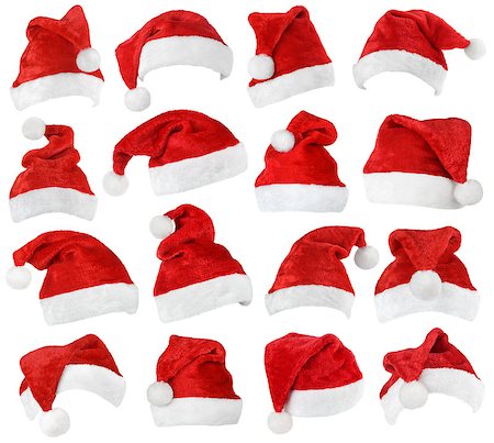 simsearch:400-08491819,k - Set of red Santa Claus hats isolated on white background Photographie de stock - Aubaine LD & Abonnement, Code: 400-08341942