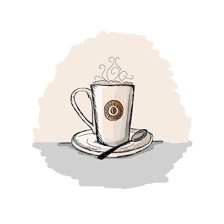 simsearch:400-04414723,k - Coffee cup, sketch for your design. Vector illustration Foto de stock - Super Valor sin royalties y Suscripción, Código: 400-08342441