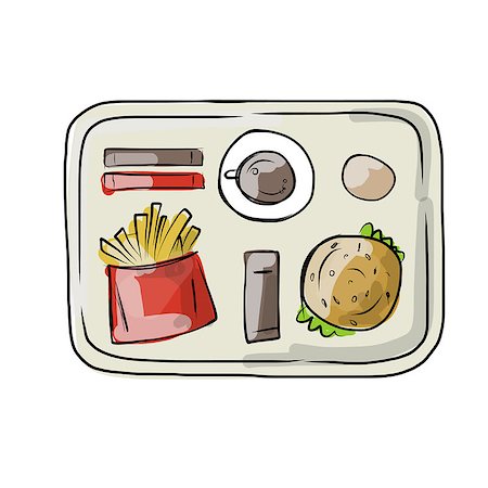 simsearch:400-08786053,k - Tray with fast food, sketch for your design. Vector illustration Stock Photo - Budget Royalty-Free & Subscription, Code: 400-08342443