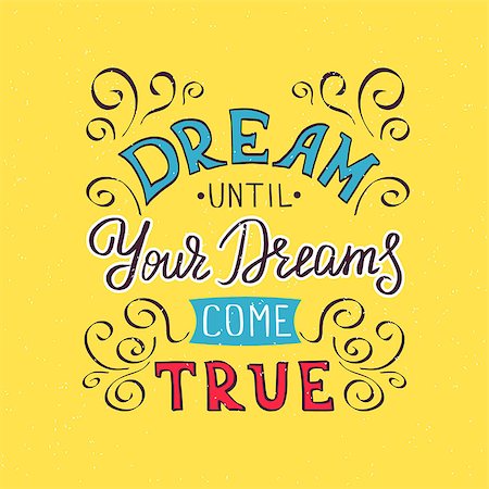 simsearch:400-08551668,k - Follow your dreams handwritten design element swirls for motivation and inspirational poster, t-shirt and banners. Hand drawn lettering quote on black background Foto de stock - Super Valor sin royalties y Suscripción, Código: 400-08343655
