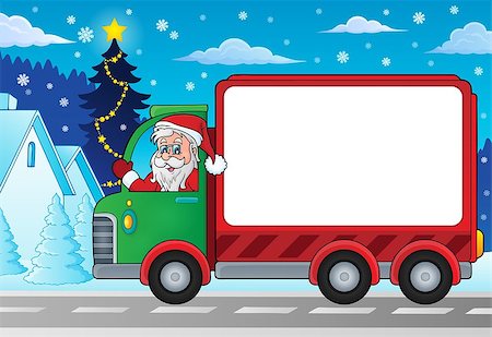 Christmas theme delivery car image 4 - eps10 vector illustration. Stock Photo - Budget Royalty-Free & Subscription, Code: 400-08343927