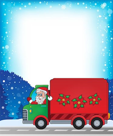 simsearch:400-07215754,k - Frame with Christmas van theme 1 - eps10 vector illustration. Foto de stock - Super Valor sin royalties y Suscripción, Código: 400-08343937