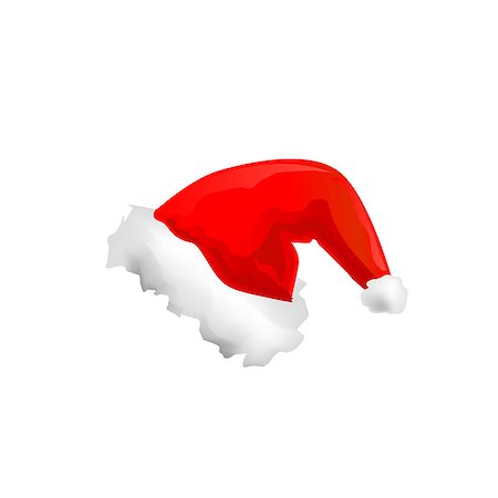 simsearch:400-08491819,k - Santa Claus red hat isolated on white background. Vector illustration Photographie de stock - Aubaine LD & Abonnement, Code: 400-08374889