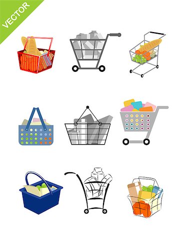 pictures of grocery cart full of food - Vector illustration of a nine shopping carts Stock Photo - Budget Royalty-Free & Subscription, Code: 400-08376517