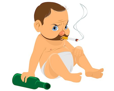Vector illustration of a boy with bottle and cigarette Stock Photo - Budget Royalty-Free & Subscription, Code: 400-08376541