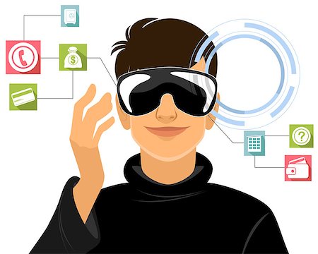 sensor - Vector illustration of a boy in virtual reality glasses Stock Photo - Budget Royalty-Free & Subscription, Code: 400-08376556