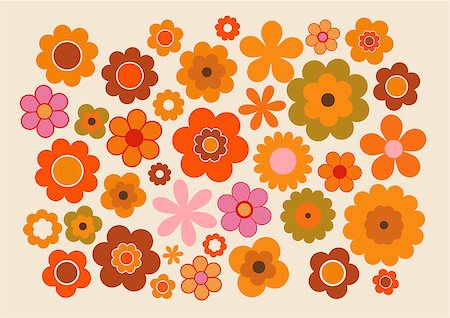 Vector illustration of the flowers design and colors during the seventies Photographie de stock - Aubaine LD & Abonnement, Code: 400-08379322
