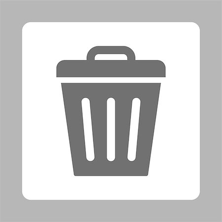 simsearch:400-07301131,k - Trash Can icon. This rounded square flat button is drawn with dark gray and white colors on a silver background. Stock Photo - Budget Royalty-Free & Subscription, Code: 400-08371881