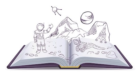 simsearch:700-00150473,k - Open book Martian. Science Fiction space. Illustration in vector format Stock Photo - Budget Royalty-Free & Subscription, Code: 400-08373677