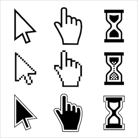 simsearch:400-06203762,k - Vector icon hand, cursor and hourglass on white background. Stock Photo - Budget Royalty-Free & Subscription, Code: 400-08404768