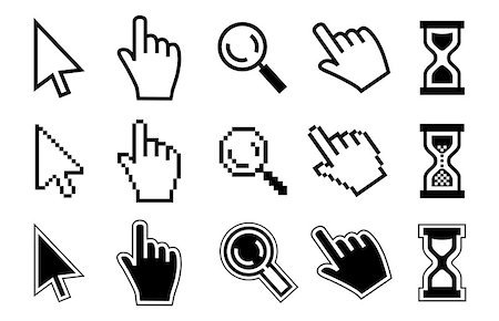 simsearch:400-06203762,k - Vector icon hand, cursor and hourglass on white background. Stock Photo - Budget Royalty-Free & Subscription, Code: 400-08404769