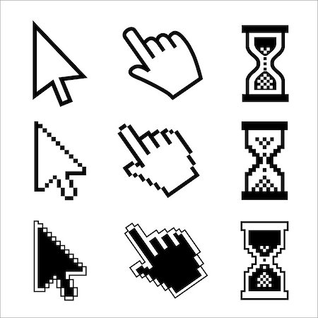 simsearch:400-06203762,k - Vector icon hand, cursor and hourglass on white background. Stock Photo - Budget Royalty-Free & Subscription, Code: 400-08404770