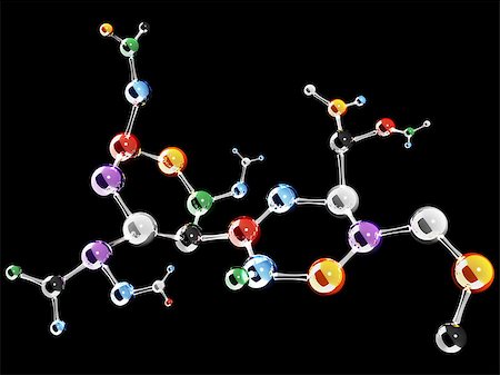 simsearch:400-08413057,k - Abstract molecular structure. Isolated on black background Stock Photo - Budget Royalty-Free & Subscription, Code: 400-08405470