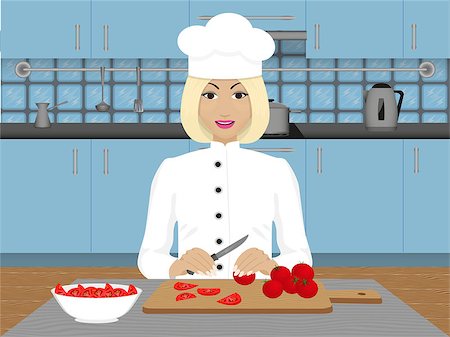 food specialist - female chef in uniform on the background of the kitchen Stock Photo - Budget Royalty-Free & Subscription, Code: 400-08405866