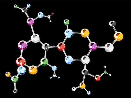 simsearch:400-08413057,k - Abstract molecular structure. Isolated on black background Stock Photo - Budget Royalty-Free & Subscription, Code: 400-08406792