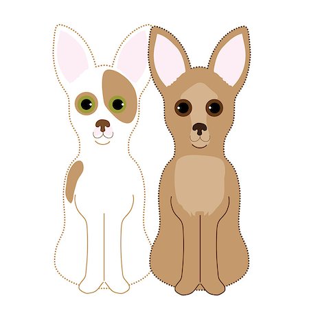 simsearch:400-08402912,k - A pair of Chihuahuas sitting next to each other. One is a fawn and the other a red and white Stock Photo - Budget Royalty-Free & Subscription, Code: 400-08406862