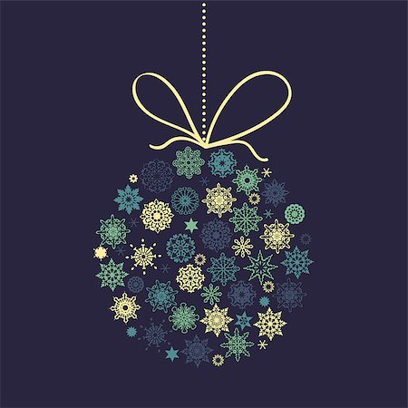 simsearch:400-06389983,k - Vector Christmas Ball with snowflakes Stock Photo - Budget Royalty-Free & Subscription, Code: 400-08407178