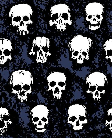 skull face drawing images - vector seamless pattern of hand drawn skulls Stock Photo - Budget Royalty-Free & Subscription, Code: 400-08407220