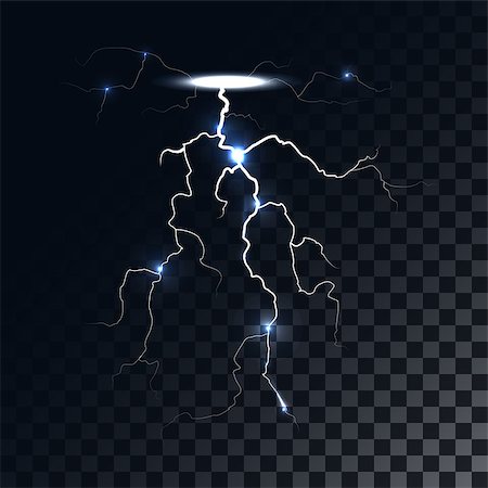 simsearch:400-04256241,k - Vector lightning light effect. The forces of nature and weather. Magical power and energy. Thunder rain element Stock Photo - Budget Royalty-Free & Subscription, Code: 400-08408504