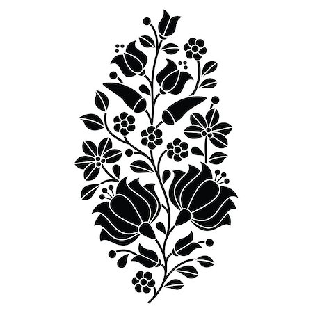 floral embroidery vectors - Vector ornament - orient traditional style on black background Stock Photo - Budget Royalty-Free & Subscription, Code: 400-08408837