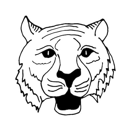 simsearch:400-05250521,k - hand draw head  tiger in black and white style, the design can be used coloring, tattoos, icons, banners Stock Photo - Budget Royalty-Free & Subscription, Code: 400-08409011