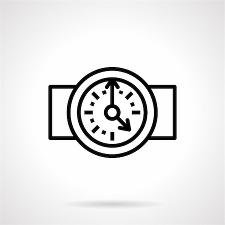 simsearch:400-07977470,k - Wall round clock, New Year clock. Countdown sign. Simple black line style vector icon. Single web design element for business, site, app. Stock Photo - Budget Royalty-Free & Subscription, Code: 400-08409281