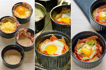 simsearch:400-04885499,k - Menu breakfast cups egg with bacon Stock Photo - Budget Royalty-Free & Subscription, Code: 400-08409887