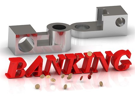 simsearch:400-06077471,k - BANKING- inscription of red letters and silver details on white background Stock Photo - Budget Royalty-Free & Subscription, Code: 400-08400120
