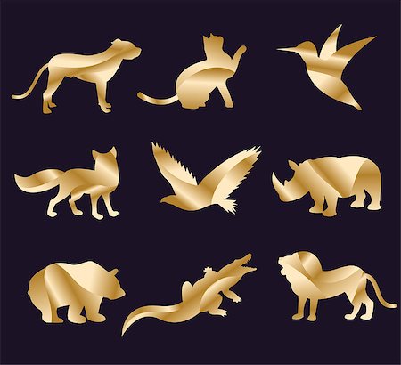 simsearch:400-04396497,k - Animal zoo vector icons set. Wild animals vector collection. Jungle animals, vector animals, fox, lion, monkey, cat and dog. Sea and forest animals icon. Pets logo silhouette Stock Photo - Budget Royalty-Free & Subscription, Code: 400-08401731